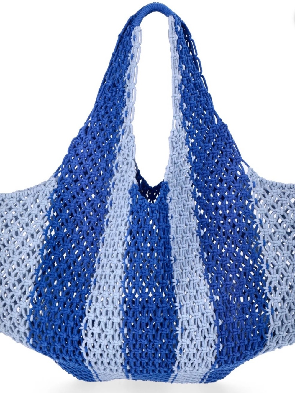 Boho Handcrafted Blue Striped Crochet Tote Bag